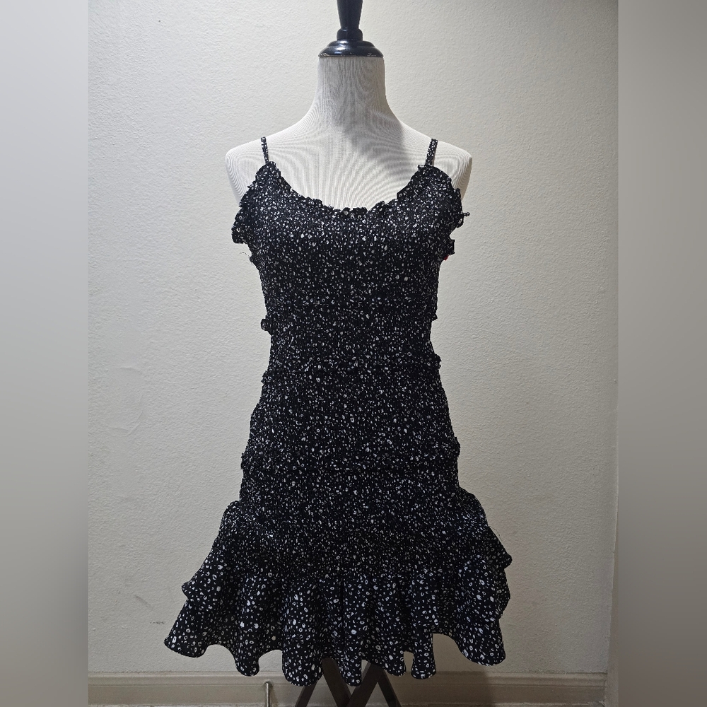 Elegant Black and White Polka Dot Dress